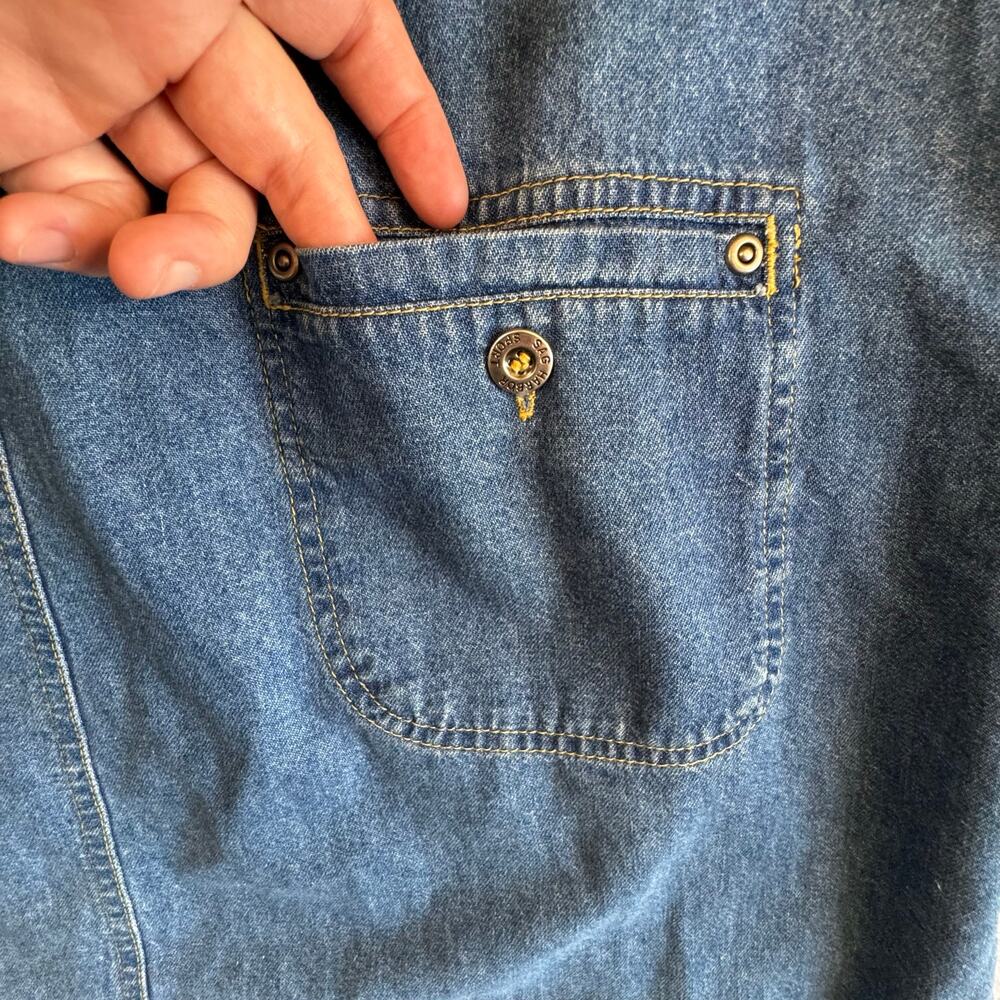 Vintage Sag Harbor Denim Dress Women's Sleeveless Button Front Cotton Pockets-XL - Picture 8 of 10